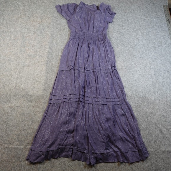 Anthropologie Dress Womens Small Somerset Maxi Lurex Edition Purple Metallic - Picture 7 of 12